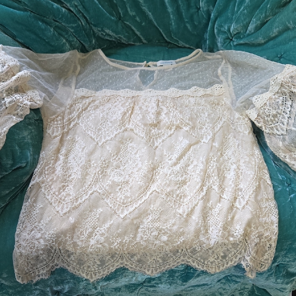 Sundance Sheer Lace Blouse - Cream